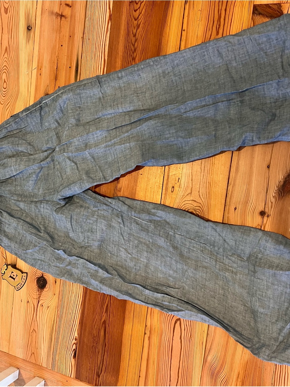 Elan Wide Leg 100% Ramie Pants in Light Blue - Picture 6 of 7